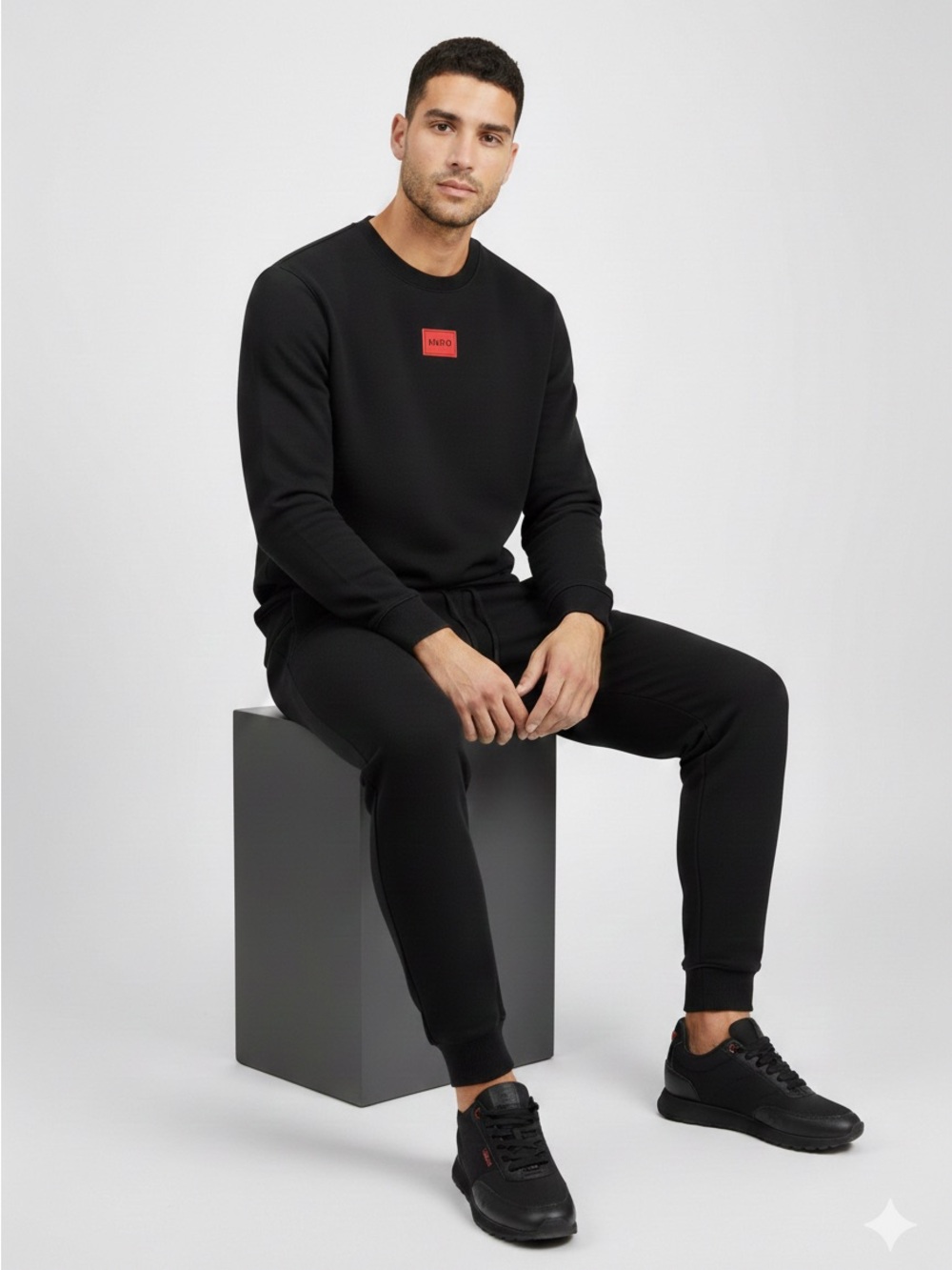 HUGO Black Jogger Pants with Red Logo Patch NWT